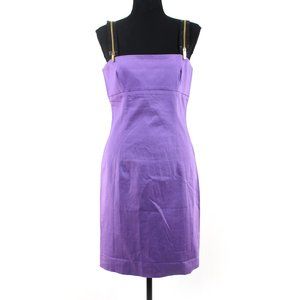 Versus Versace Purple Poplin Cotton Black Zipper Shoulder Mini Dress NEW 44
